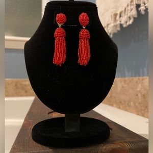 NWOT SUGARFIX by BaubleBar Polished Beaded Tassel Earrings - Red
